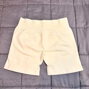 Dfyne Women's Yellow and Cream Shorts